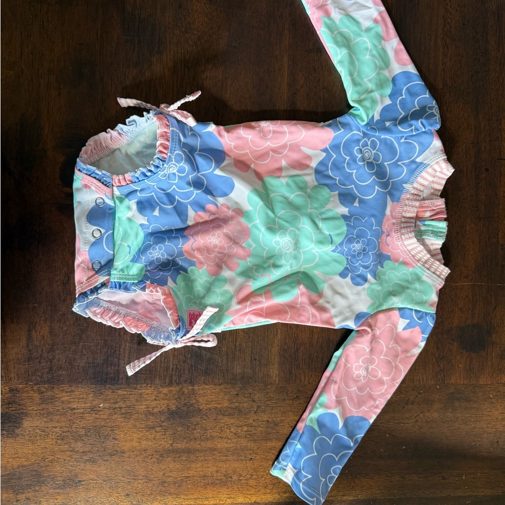 Ruffle Butts Floral Long Sleeve Swimsuit